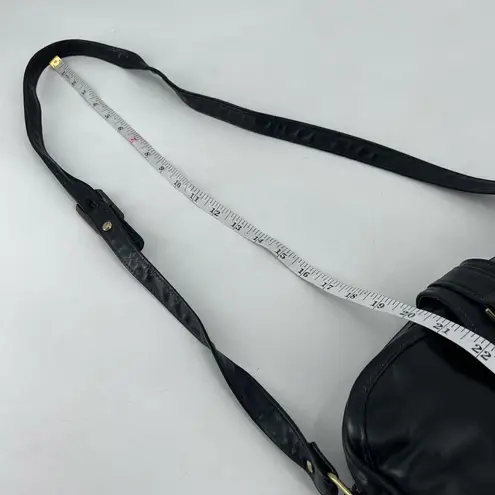 Stone Mountain Women's Sling Bag Shoulder Leather Vintage brass Hardware Black Black