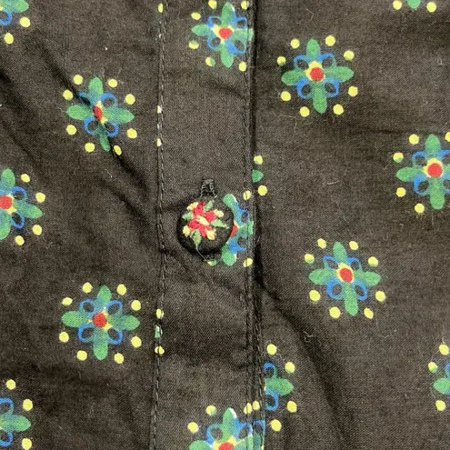 April Cornell Floral Midi Dress Womens Medium Cottagecore Prairie Peasant Black