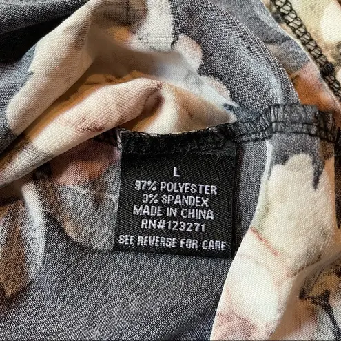 J for Justify Black Floral Cold Shoulder Mock Turtleneck Top Large