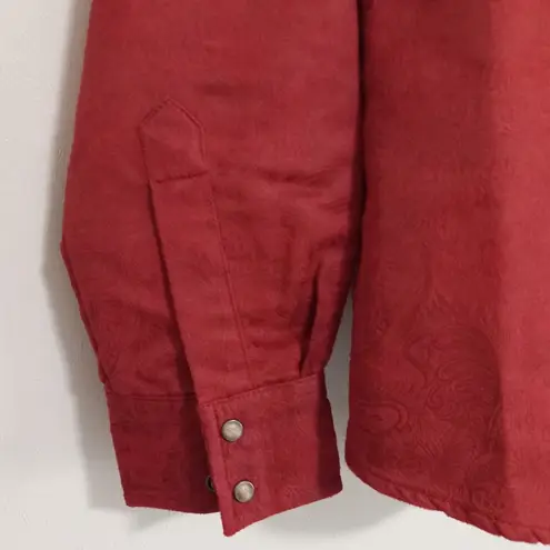 Wired Heart L Western Polished Cotton Laser Paisley Print Cowgirl Snap Shirt Red Size L