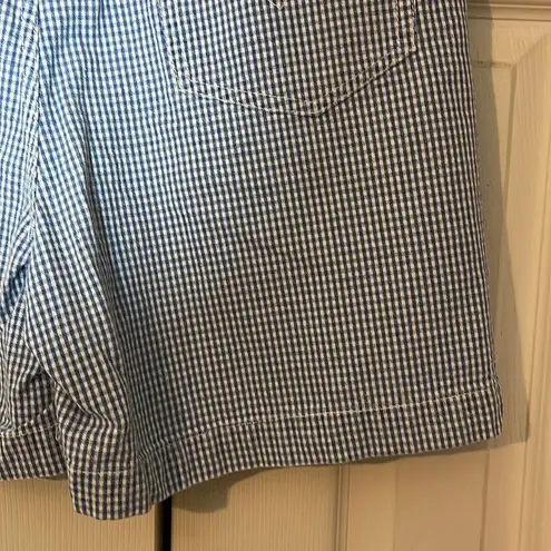 Vintage Kikomo Blue White Checkered Print Denim Shorts 1990s 28 Inch Waist