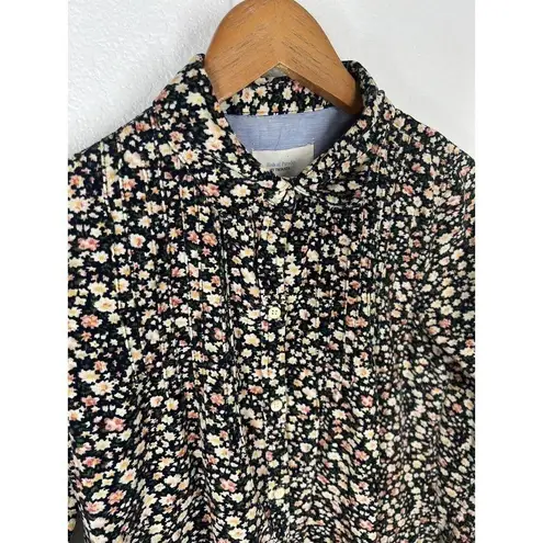 Birds Of Paradis Trovata Floral Corduroy Button Down Top Size XS Pintuck…