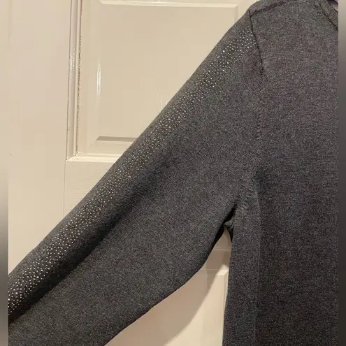 Cable & Gauge Peek-A-Boo Long Sleeve Knit Sweater Sparkle Detail Grey Size XXL