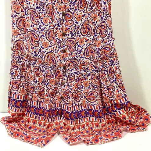 Veronica Beard Paisley Midi Abilene Summer Dress Flowy Watermelon Blue S NWT