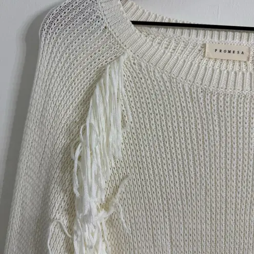 Prómesa Promesa White Fringe Knit Sweater Size XL