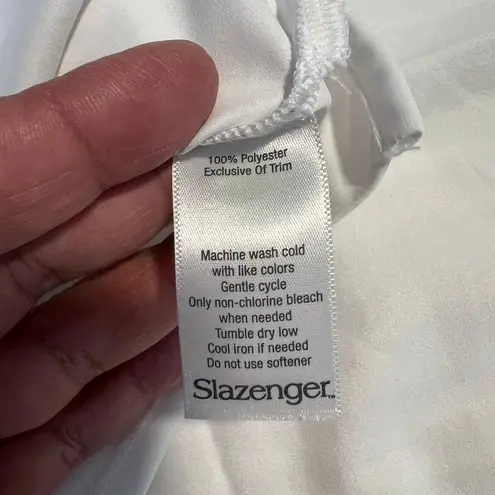 Slazenger Sleeveless Golf Tank Top w/Neon Yellow Trim Striped Pattern White-M