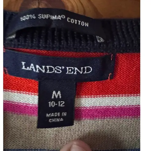 Lands' End Supima Cotton Striped Cardigan