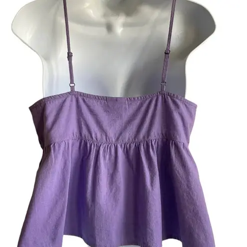 Abound  Women Cropped Babydoll Top Spaghetti Straps XS Purple Festival Girly