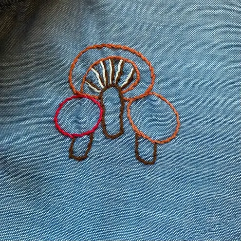 Vintage 70s Nature Lover Long Sleeve Button Down Dagger Collar Western Shirt Blue