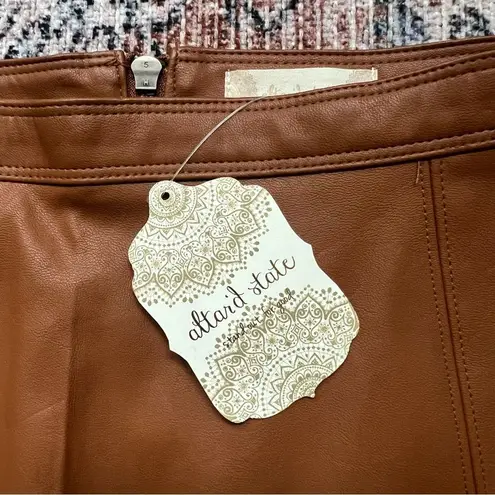 Altar'd State NWT Altar’d State Camel Brown Faux Leather Mini Skirt Size Large