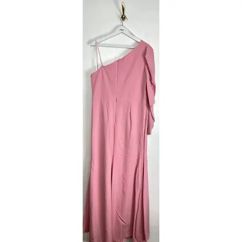 Mac Duggal One Shoulder Puff Sleeve Gown in Rose Pink Size US 14