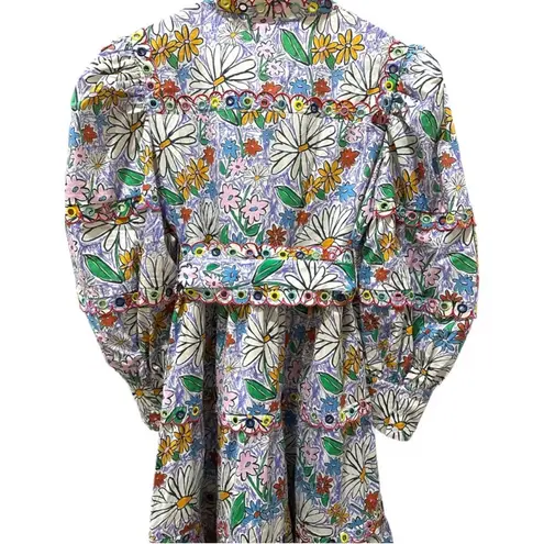 CELIA B Oliver Floral Scalopped Embroidered Midi Dress Size L White Size L