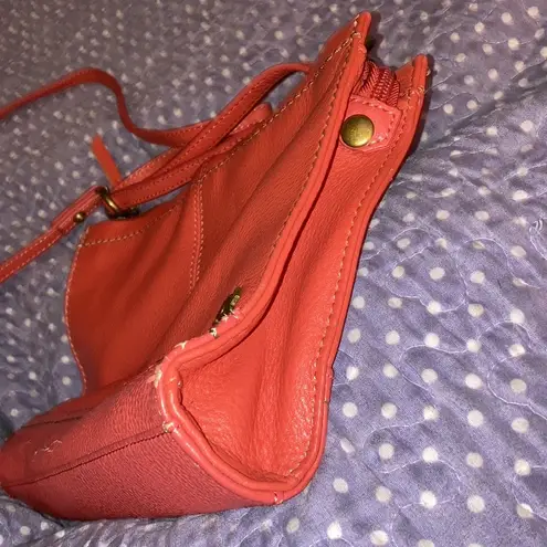 The Sak Salmon Pink Orange Leather Crossbody Purse