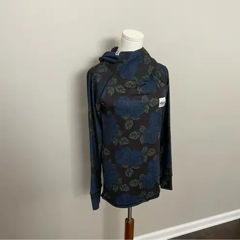 Eivy Hoodie Floral Thumbholes Fleece Thermal Base Layer Icecold Black Blue Green Size XS