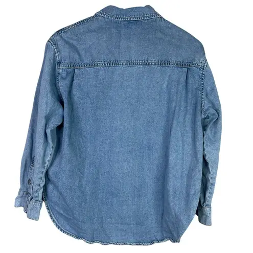 ZARA  Denim Snap Button Down Collard Western Style Long Sleeve Denim Shirt S Blue
