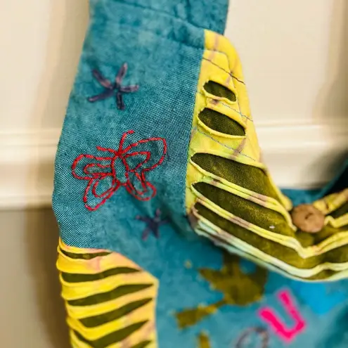 Flying High Boho Blue Multicolor Embellished Shoulder Crossbody Bag