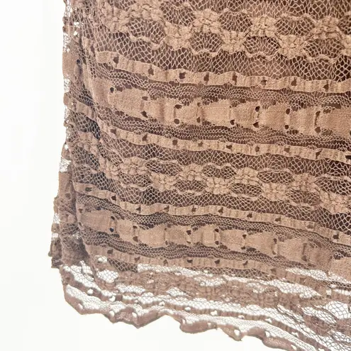 Merona  Womens Y2K Whimsigoth Fairycore Lace Overlay Babydoll Top Size L Brown