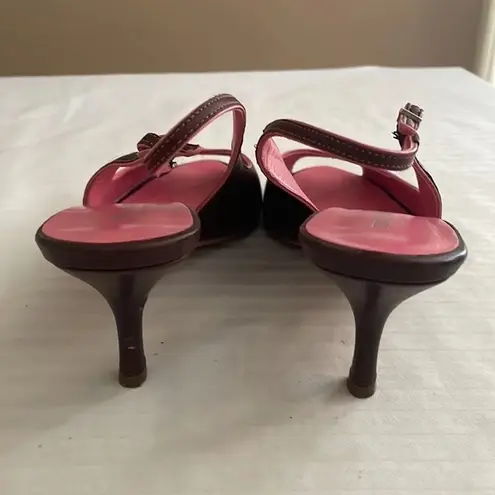 Bruno Magli Brown Peeptoe Sling back Pumps Heels Shoes Pinup size 7.5B