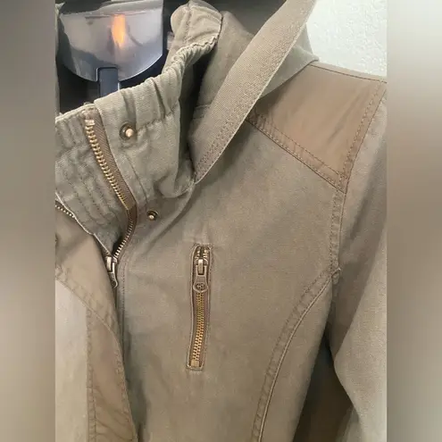 Signature Studio  Army Green Hooded Drawstring Cargo Jacket Large