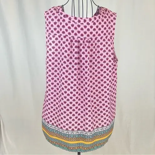 Violet+Claire Pink Mixed Print Boho Sleeveless Blouse Feminine Girly Gypsy
