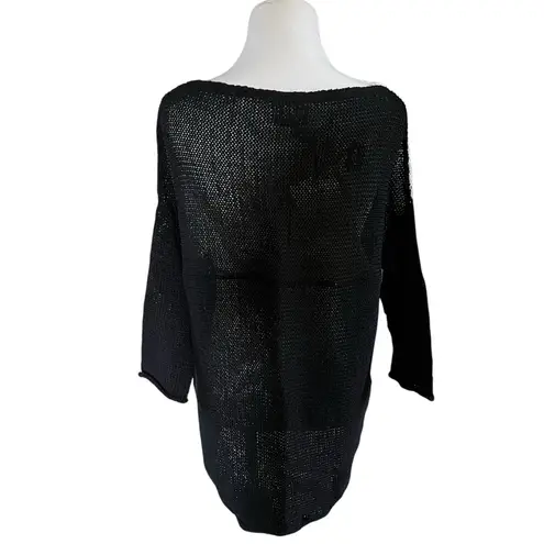 Pure Handknit for Anthropologie linen/cotton colorblock pullover size S, NWT Black