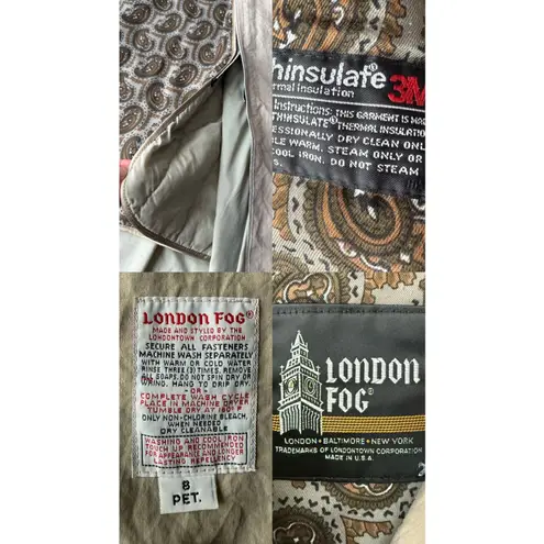 London Fog Vintage khaki Thinsulate 3M Double Breasted Long Trench Coat