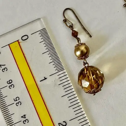 Vintage crystal drop bead earrings Gold