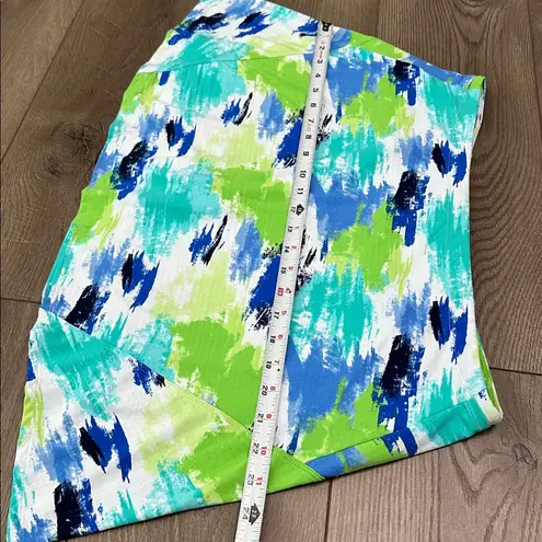 IBKUL Matilda Watercolor Golf Skirt Skort Turquoise Blue Green Size Large