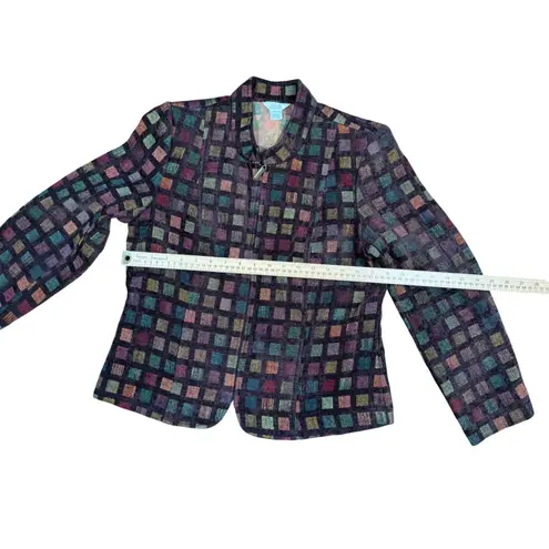 Christopher & Banks Christopher Bank Petite medium Squared Multicolor Tapestry Zip Front Jacket