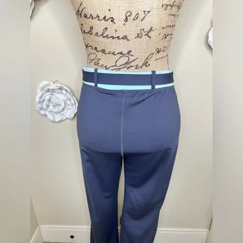 Danskin Now Belted Athletic/Workout Pants in Gray/Light Blue Size L 12/14 Gray Size L