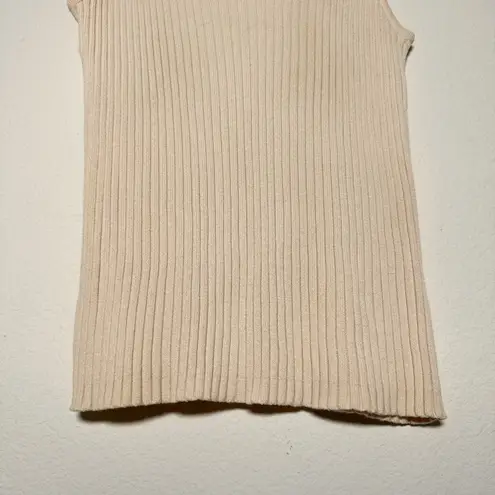 High Sierra Vintage Ribbed Knit Polo Sweater Vest Beige Cream XL