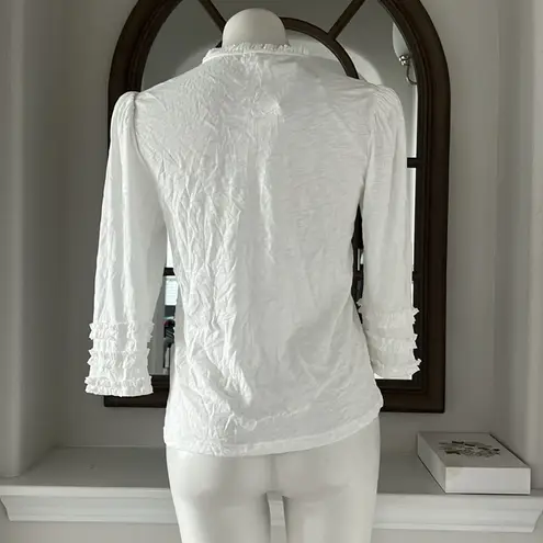 Goldie Pima Cotton Ruffle Trim Tee in White, Size M New w/Tag $125