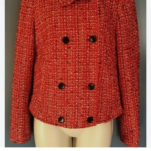 Gap  Womens Button Double Breasted Short Pea Coat Blazer, Size XS Red Tweed