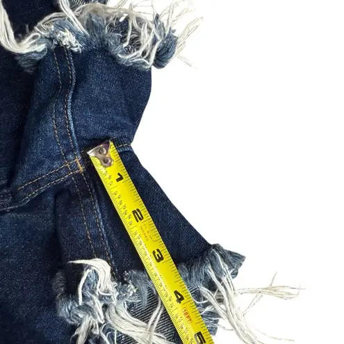 Moussy Size 1 High Waist Frayed Hem Daisy Duke Denim Shorts Blue Festival