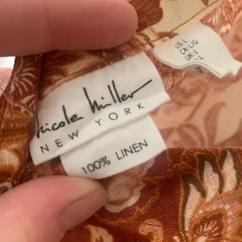 Nicole Miller  | fall floral linen sleeveless button down top