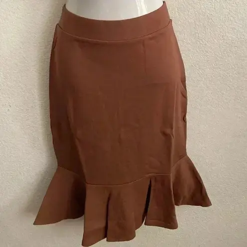 Zenana Outfitters 🆕 Light Brown Mermaid-Hem Mid Skirt XL🆕