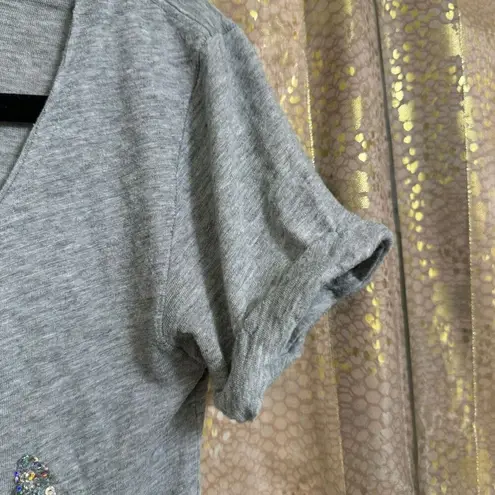 PINK - Victoria's Secret Y2K  Gray Holographic Sequin Bling Crest T Shirt XS