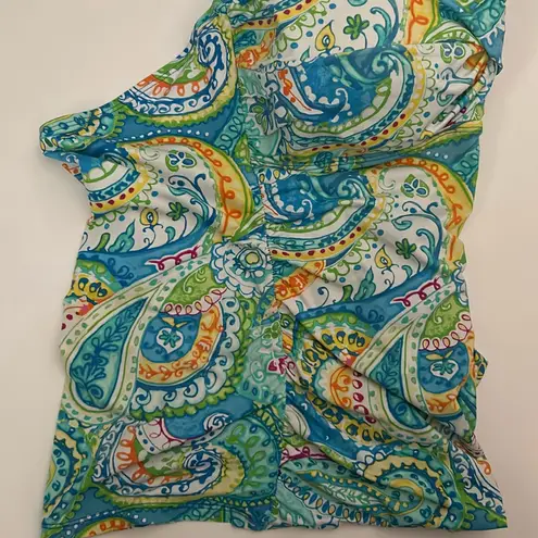 LAUREN Ralph Lauren Carnivale Paisley Twist Tankini Swim Top Blue Size 12