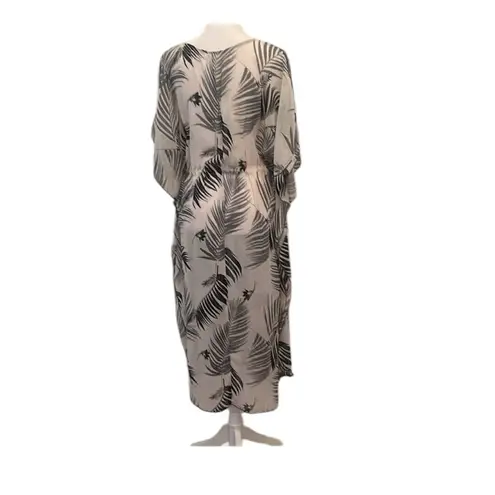 Kona Sol size small Sheer Black and White Leaf Print coverup kimono kaftan EUC