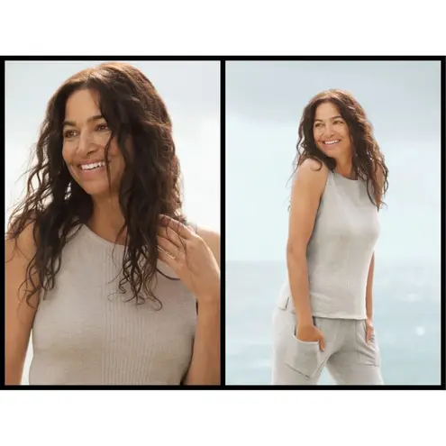 Barefoot Dreams 💕 CozyChic Ultra Lite Sleeveless Boatneck Top ~ Fog Gray L NWT