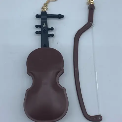 NEW brown violin and bow asymmetrical music instrument fashion earrings