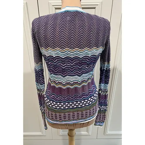 Missoni Vtg Multi-Color Sweater Top Geometric Stripe Italy Designer Artsy Y2K