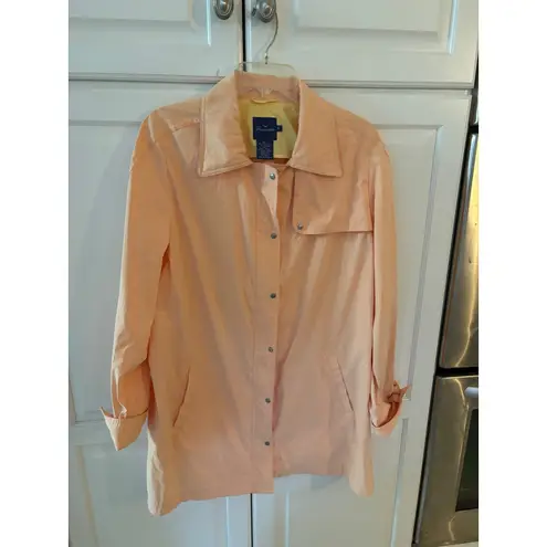 Facconable Womens Peach Lightweight Jacket XL Snap Front Collar Pockets Pink