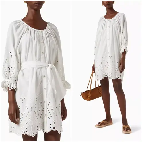 Natalie Martin 💕💕 Alex Short Dress Tangier Border Embroidered Salt Medium M NWT