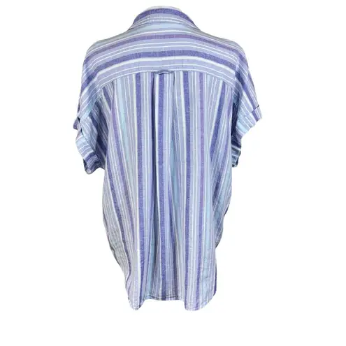 Terra & Sky 1X-Large (16W-18W) Top Button-Up Dolman Sleeves Striped Linen Blend - Image 5