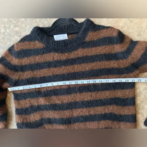 Black and Brown Crew Neck Sweater with Cozy Stripes