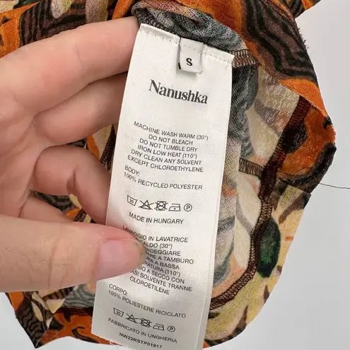 Nanushka Nilo Floral Short Sleeve Cropped Top Arte Povera Size Small Streetwear Orange
