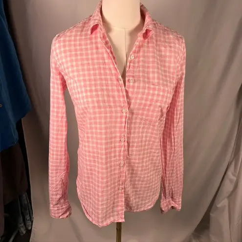 UNTUCKit Womens Pink Gingham Checkered 100% Cotton Button Down Shirt Size 0