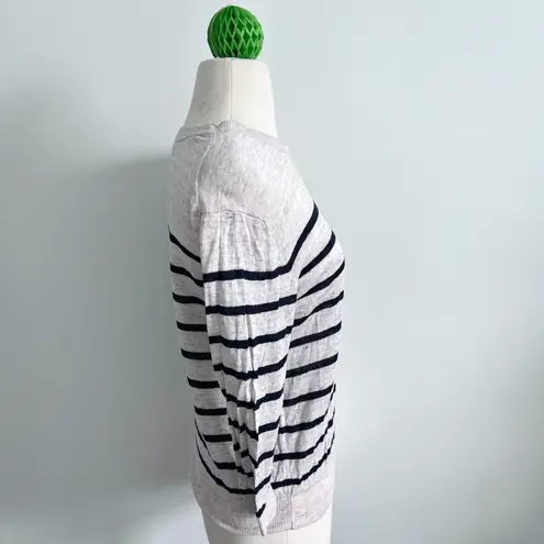 Muji sweater size Extra Small linen cream blue stripe Tan