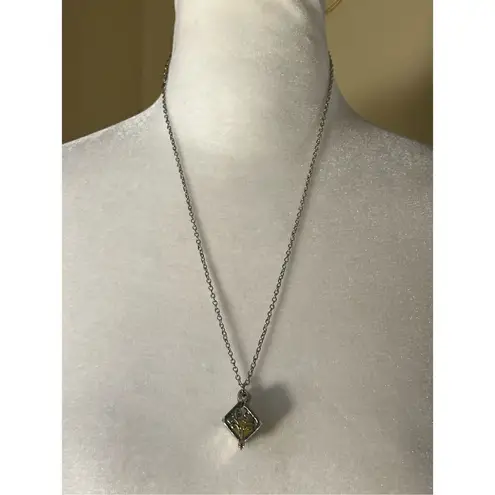 Silver Tone Tree Cage Box Glow in the Dark Necklace